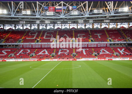 Moskau, Russland - 14 August, 2018: Innenansicht des leeren Otkritie Arena vor dem UEFA Champions League dritte qualifikationsrunde zwischen FC Spart Stockfoto