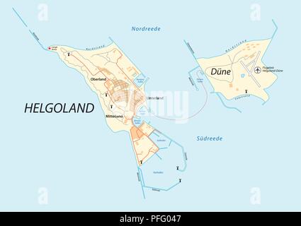 Helgoland, Helgoland, Deutschland Vektorkarte. Stock Vektor