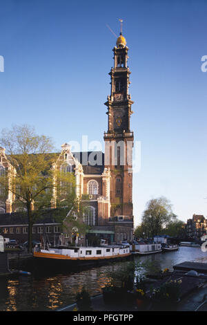 Holland, Amsterdam, Hendrick de Keyser Westerkerk, Kirche auf der Website von Rembrandts Grab ohne Namen. Stockfoto