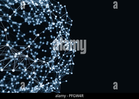 Kugel mit Linien und Punkten. Globale digitale Verbindungen Konzept. 3D-Darstellung Stockfoto