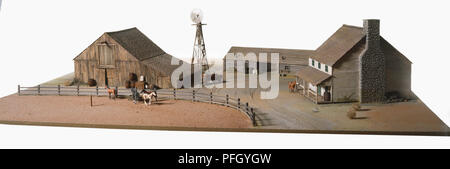 Modell eines Texas Ranch House, Erhöhte Ansicht Stockfoto
