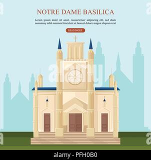 Die Notre Dame Basilica in Paris Vektor. Architektur cartoon Design Illustration Stock Vektor