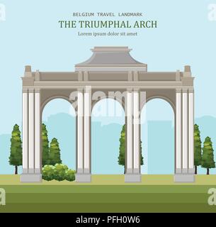Triumphbogen in Belgien. Architektur Vektor Cartoon Illustration Stock Vektor