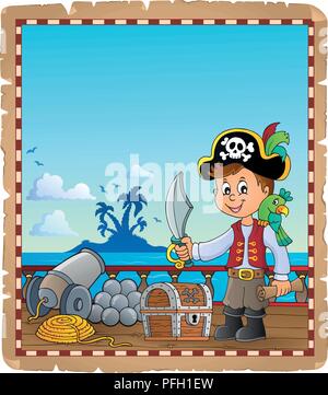 Pirat junge Thema Pergament 1-eps 10 Vector Illustration. Stock Vektor