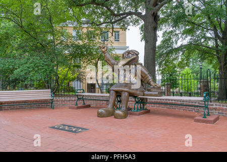 COLUMBIA, SC/USA Juni 5, 2018: Die kampfhahn Maskottchen Statue auf dem Campus der Universität von South Carolina dreist. Stockfoto