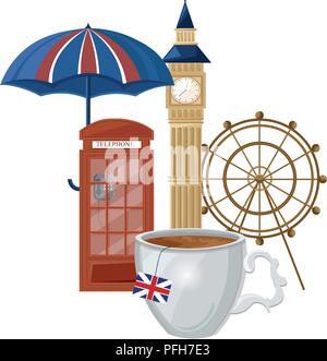 Englischer Tee Design Kollektion Stock Vektor