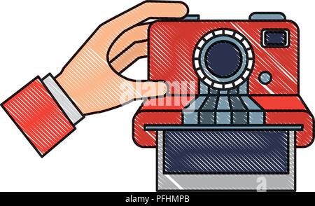 Hand mit Vintage hipster Instant photo card Vector Illustration Stock Vektor