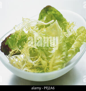 Schüssel gemischter Salat Blätter, Nahaufnahme Stockfoto