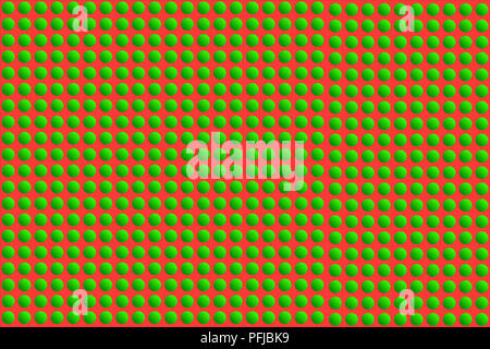 Abstrakte holperig Textur der Grüne runde Punkte auf roten Hintergrund, Thema Weihnachten. Stockfoto
