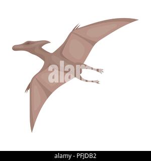 Dinosaurier Pterodactyloidea Symbol in Cartoon Design auf weißem Hintergrund. Dinosaurier und prähistorische Symbol vektor Illustration. Stock Vektor