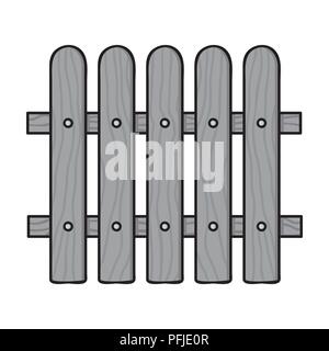 Zaun Symbol in Schwarzweiß-Stil auf weißem Hintergrund. Sägewerk und Holz symbol Vektor Illustration. Stock Vektor