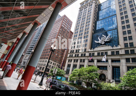 Llinois Abteilung Arbeit, Downtown Chicago, North LaSalle Blvd, Cadillac Palace Theater. Stockfoto