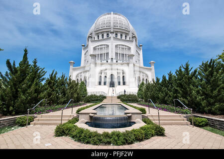 Die Bahá'í-Haus der Andacht (Bahá'í-Tempel), einem Tempel in Wilmette, einem Vorort von Chicago, Illinois. Stockfoto