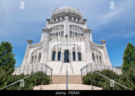 Die Bahá'í-Haus der Andacht (Bahá'í-Tempel), einem Tempel in Wilmette, einem Vorort von Chicago, Illinois. Stockfoto