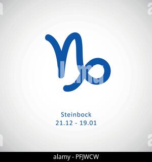 Blau Sternzeichen Steinbock Horoskop Kalender Vektor-illustration EPS 10. Stock Vektor