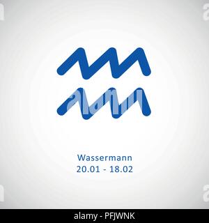 Blau Sternzeichen Wassermann Horoskop Kalender Vektor-illustration EPS 10. Stock Vektor