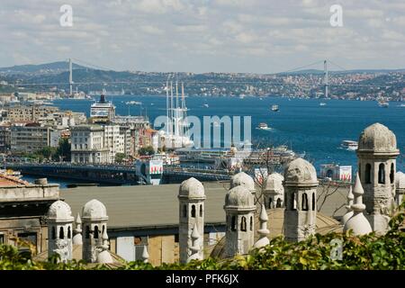 Türkei, Istanbul, Blick auf das Goldene Horn von der Süleymaniye-Moschee (Süleymaniye Camii) Stockfoto