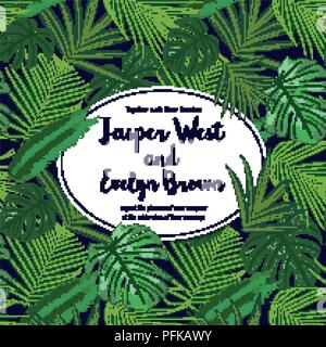 Aquarell von Hand bemalt tropischen Rahmen. Ovaler Rahmen mit den tropischen Palmen. Vektor Konzept der Dschungel für die Gestaltung von Einladungen, Glückwunschkarten Stock Vektor