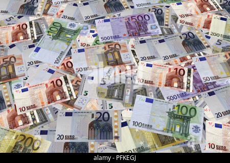 3D-Darstellung. Hintergrund. Banknoten euro Stockfoto