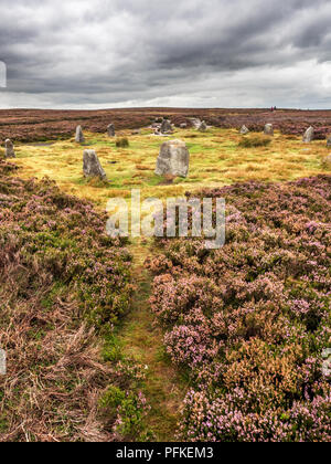 Zwölf Apostel Steinkreis Bronzezeit geplante Denkmal auf Burley Moor West Yorkshire England Stockfoto