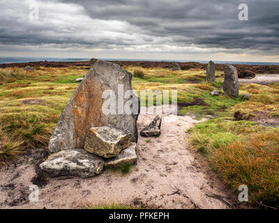 Zwölf Apostel Steinkreis Bronzezeit geplante Denkmal auf Burley Moor West Yorkshire England Stockfoto