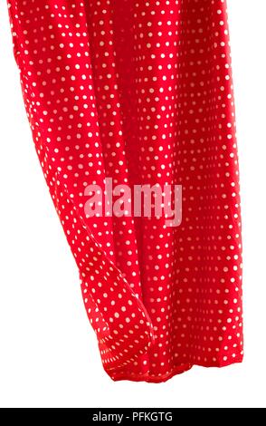 Rote Vorhang mit weißen Flecken, close-up Stockfoto