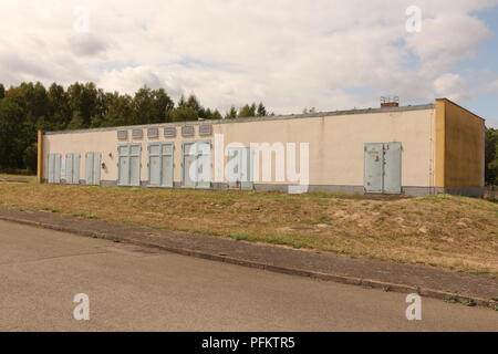 Ehemalige Grenzstation Marienborn bei Helmstedt zwischen West- und Ostdeutschland in Sachsen Anhalt. Heute Gedenkstätte der deutschen Teilung. Stockfoto