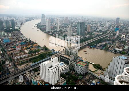 Thailand, Bangkok, Stadtbild mit Chao Phraya River, Luftaufnahme Stockfoto
