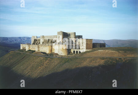 Syrien Krak des Chevaliers, die Festung aus dem 12. Jahrhundert, die von den Rittern des Hl. Johannes zu Jerusalem gebaut. Stockfoto