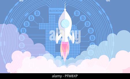 Eine Rakete mit bitcoin logo Vektor Stock Vektor