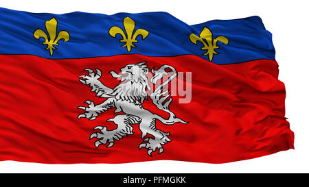 Flagge der Stadt Lyon, Frankreich, isoliert auf weißem Hintergrund Stockfoto