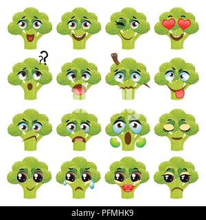 Brokkoli Emoji Emoticon Ausdruck. Lustig nett Essen Stock Vektor