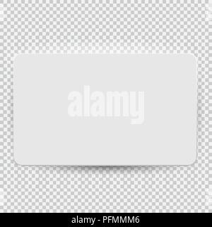 Weiße leere Kredit- oder Geschenkkarte Modell Vorlage Draufsicht mit Schatten auf transparentem Hintergrund isoliert. Vector Illustration Stock Vektor