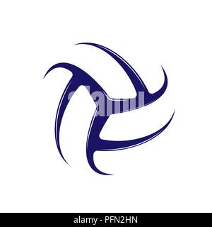 Dark Blue abstract volleyball Symbol auf weißem Hintergrund Stock Vektor