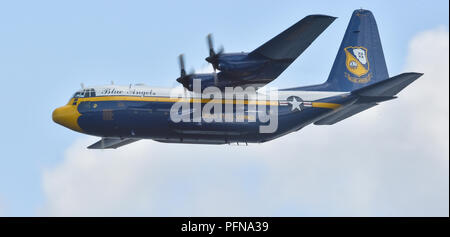 U.S. Navy Flight Demonstration Squadron, die Blue Angels, C-130 Transportflugzeuge, liebevoll genannt "Fat Albert", führt der flachen Pass über den Lake Washington während Seafair Festival 2018. Der Blaue Engel sind geplant mehr als 60 Demonstrationen an mehr als 30 Standorten in den USA und Kanada im Jahr 2018 durchzuführen. (U.S. Marine Foto von Mass Communication Specialist 1. Klasse Daniel M. Young/Freigegeben) Stockfoto