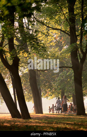 Russland, St. Petersburg, Wandern unter den Bäumen im Herbst Sonne, Mikhaylovskiy Gärten, hinter dem Russischen Museum Stockfoto