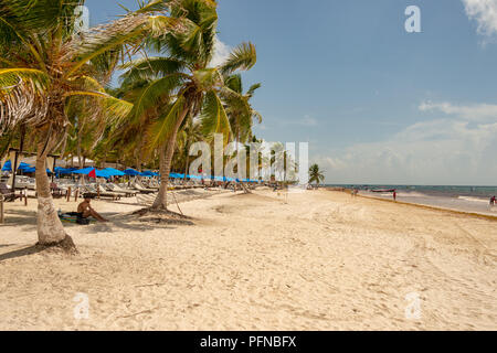 Tulum, Mexiko - 12. August 2018: Blick auf Playa Paraiso Beach in der Nähe von Tulum. Stockfoto