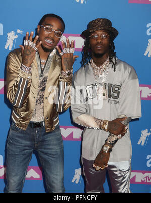 August 20, 2018 - New York City, New York, USA - QUAVO und die Abweichung von MIGOS besuchen die Anreise für die 2018 MTV VMAS'' in der Radio City Music Hall statt. (Bild: © Nancy Kaszerman über ZUMA Draht) Stockfoto