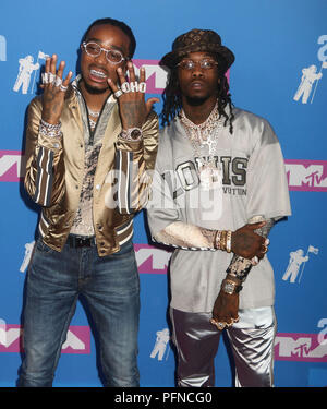 August 20, 2018 - New York City, New York, USA - QUAVO und die Abweichung von MIGOS besuchen die Anreise für die 2018 MTV VMAS'' in der Radio City Music Hall statt. (Bild: © Nancy Kaszerman über ZUMA Draht) Stockfoto