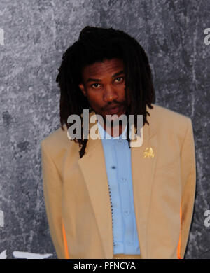 London, Großbritannien. 21 Aug, 2018. Sheldon Hirte die Teilnahme an der BRITISCHEN Premiere von YARDIE am BFI London South Bank 21 Auggust 2018 Credit: Peter Phillips/Alamy leben Nachrichten Stockfoto