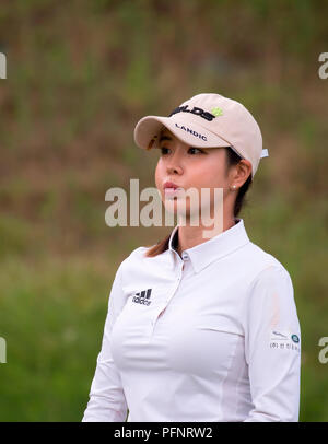 Jeongseon, östlich von Seoul, Südkorea. 22 Aug, 2018. Shin-Ae Ahn (KOR) Golf: Shin-Ae Ahn von Südkorea Teilnahme an Schulungen am Vorabend der ersten Runde der KLPGA Hoch 1 Resort Ladies Open 2018 auf dem High 1 Country Club in Jeongseon, östlich von Seoul, Südkorea. Quelle: Lee Jae-Won/LBA/Alamy leben Nachrichten Stockfoto