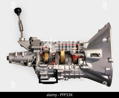 Modernes Auto 5-Gang Schaltgetriebe, Querschnitt Stockfoto