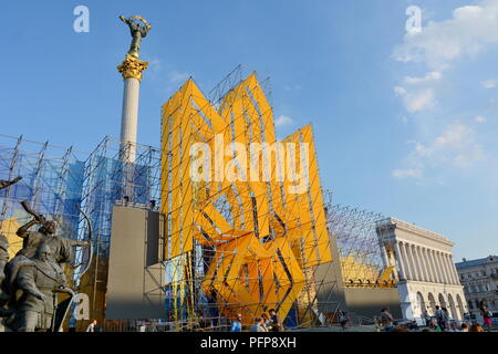 Kiew, Ukraine. 20 Aug, 2018. - Ukrainische Armee nehmen Sie teil an einer Parade Probe in der Innenstadt von Kiew, vor der Unabhängigkeit der Ukraine Tag feiern am 24. August. Credit: Alexandr Gusew/Pacific Press/Alamy leben Nachrichten Stockfoto