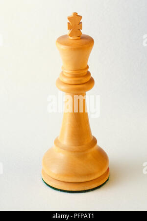 Holz- weiße König chesspiece. Stockfoto