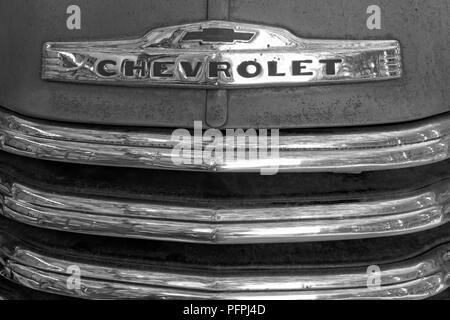 Vor einem 1950 Chevrolet Pickup Truck auf einer Straße in Vancouver, BC, Kanada geparkt Stockfoto