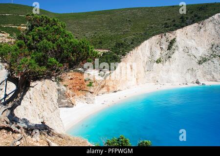 Griechenland, Lefkada, Porto Katsiki, Strand am Ionischen Meer Küste Stockfoto