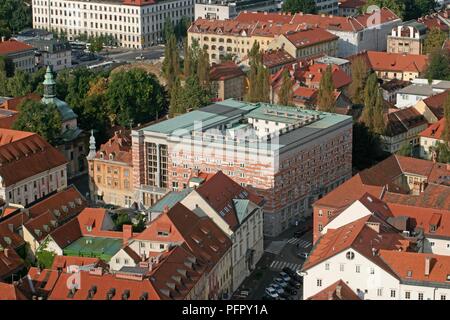 Slowenien, Ljubljana, Ljubljana Universität Bibliothek gebäude, von der Burg gesehen Stockfoto
