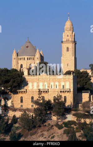 Israel, Jerusalem, Blick auf den Berg Zion mit Kirche von 1352 (dormitio Abtei) Stockfoto