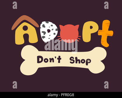 Abbildung einer Beschriftung von Adopt nicht Shop anmelden Stockfoto