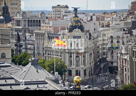 Metropolis Gebäude (Edificio Metropolis), von Cybele Palast, Madrid, Spanien Stockfoto